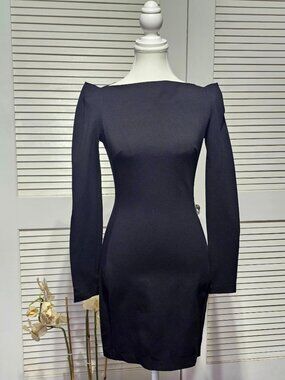 Vintage Plein Sud Jeanius Womens Black Long Sleeve Bodycon Mini Dress Sz 6 3661